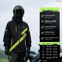 Vyrų vandeniui atsparus motociklininko lietpalčio ir kelnių komplektas, atsparus audrai, puikiai tinka dviratininkams ir maisto pristatytojams