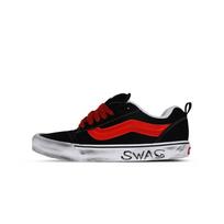 Vans Knu Skool SWAG Fabric Wrapping, Wear Resistant And Non Slip Low top Skateboard Shoes Unisex Black Red VN0009QC6BT1(Team368-SWAG) 35