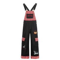 Women's Summer Retro Dog Cartoon Embroidered Wide-Leg Jeans Jumpsuit M juoda