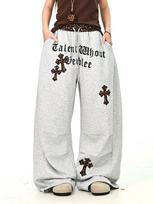 Women's Retro Leopard Print Patchwork Jazz Dance Sweatpants - Korean Lazy Style Wide-Leg Hip Hop Scimitar Pants for Winter XL