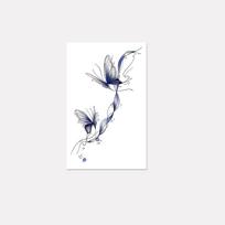 Ink Blue Butterfly Tattoo Sticker, Waterproof And Sweat-Proof, Niche Fresh Scar Covering Tattoo Sticker 12*19 gray