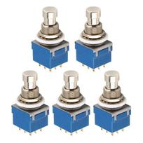5Pcs Electric Guitar Effect Pedal 3PDT Footswitch Replacement 9 Pin Latching Stomps Push Button Foot Switch True Bypass 1 blue