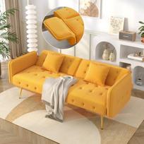Dviejų vietų sofa-lova, reguliuojamas atlošas, velūras, didelė miego zona