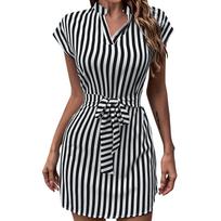 Ladies Spring/Summer Sleeveless Striped Dress Cute And Slim Fit Fashion XL black