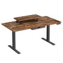 Reguliuojamo aukščio rašomasis stalas 140x70x72-120 cm rudas, medinis, biuro baldai