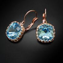 Auskarai moterims DiamondSky „Vintage V (Aquamarine Blue)“ su Swarovski kristalais