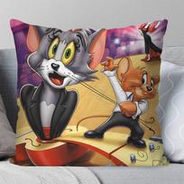 Cartoon T-Tom And J-Jerry Pillow Case Square Pillow Bedroom Sofa Leisure Comfort Cushion Car Living Room Home Decoration 16x16Inch
