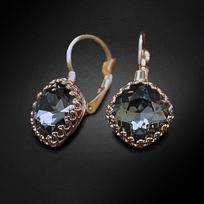 Auskarai moterims DiamondSky „Vintage IV (Silver Night)“ su Swarovski kristalais