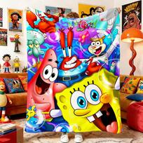 Meskamos antklodės ir pledai S- Sponge Bobs Pikinė antklodė Lova Lovatiesė Anime namų dekoracija Sofos lovatiesės ir dvigulė kūdikio miego antklodė 75cmx90cm blue