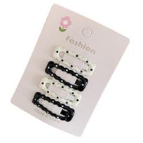 4Pcs Girl Hairpins Metal Base Dot Print Rectangle Star Heart Shape Hair Pins Small Size Fixation Invisible Hair Clips Hair E white