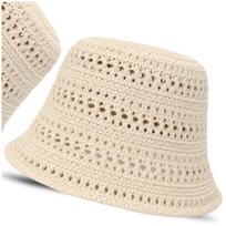 Moteriška Šiaudinė Bucket Hat Skrybėlė – Šviesios Šiaudų Spalvos Paplūdimio Skrybėlė, OSFM(56-58cm)