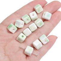8 mm 10 vnt keraminių purslų rašalo kubo karoliukai papuošalams gaminti „pasidaryk pats“ apyrankės auskarai, karoliai, telefono grandinėlė 8*8mm 10pcs žalia