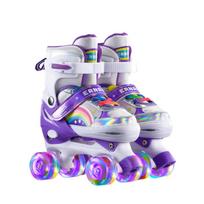 Children's Double Row Beginner Roller Skates Set for Boys and Girls (Size S) suitable for sizes 26-33 usually worn white