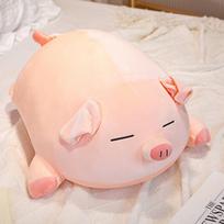 Squishy Pink Fatty Piggy Pig Doll Plush Toy Down Cotton Stuffed Eyes Closed/Open Cartoon Animal Lying Plushie Bolster Present 40m