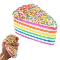 Lėtai kylantis vaivorykštės tortas Squishy Spaudžiamas Fidget žaislas Imituotas maisto formos Streso mažinimo Antistresinis De-kompresinis žaislas