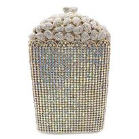 Women's Popcorn Crystal Evening Clutch Diamond Purse Silver/Black Gem Handbag Party Dinner Bags Wedding Bridal Rhinestone Clutch 19cmX12cmX5cm gray