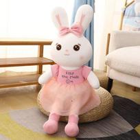Kawaii ilgos ausies triušio pliušiniai žaislai Puikūs minkšti triušio dėvėjimo šydu sijonai pagalvės įdaryti lėlės vaikams mergaitėms kalėdinė dovana 55cm violetinė