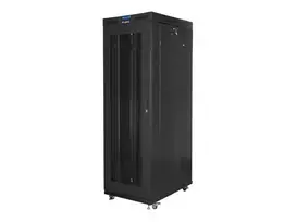 LANBERG FF01-8027-23BL free-standing rack 19inch self-assembly flat pack 27U/800x1000mm black mesh door LCD