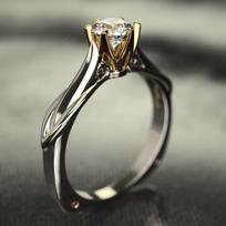 Sparkling 1ct Two Tone Plated 6 Prong Moissanite Engagement Ring with 8 Hearts 8 Arrows Cubic Zirconia 6