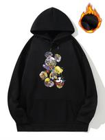 Women Plus Size Mickey Mouse Hoodies Oversize Hood Sweatshirt Street Big Size Pullover Fleece Thick Warm Hoodies and Sweatshirt S black
