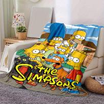 Simpsonų Animacinis pledas, Trumpas pliušinis mielas šiltas pledas, Svetainės namų dekoracija Sofa Keturis sezonus Kelionės 80x120cm yellow