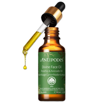 ANTIPODES, Dangiškasis veido aliejus su avokadais ir erškėtrožėmis, ekologiškas, 30 ml
