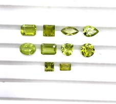 Natural Green Peridot Mix Shape Cut Loose Gemstone Lot 15-18 Pcs 20 CT For Jewelry Making žalia