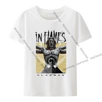 In Flames 1990s Sweden Heavy Metal Band Printed T-shirt Retro Fashion Unique Graphic T Shirts Unisex T Shirt Streetwear Cotton Tops S white