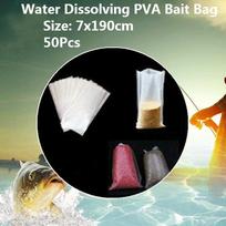 50Pcs PVA Bags Carp Fishing Tackle Water Dissolving PVA Bags for Carp Coarse Bait Bag 7x190cm