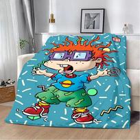 Cartoon R-rugrats Printed Blanket Picnic Blankets Warm Blanket Soft and Comfortable Blanket Home Travel Birthday Gift 75x100CM 30x40nch blue