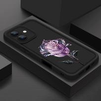 Purple Crystal Rose Print Soft Phone Case For iPhone 16 Pro Max 15 14 Pro 13 12 11 XS XR 8 7 Fashion TPU Shockproof Lens Protection Matte Cover iPhone 16 juoda