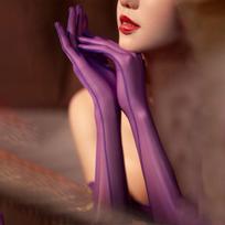 Finger Pantyhose Gloves Glossy Long Sheer Mittens Seamless free size violetinė