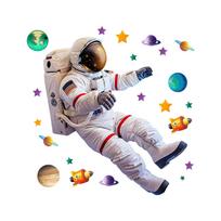 Astronaut and Star Wall Stickers Self Adhesive Space Theme Decals for Nursery Classroom Kids Room Decoration 45x60cm įvairiaspalvis