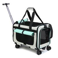Nešiojama katės transportavimo dėžė-lagaminas su universaliais ratukais mažiems šunims - Didelės talpos lauko augintinio krepšys Small Rolling Bag