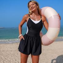 Women's One-Piece Swimsuit — Modest, Sporty, and Minimalist Swimwear 0808 S white