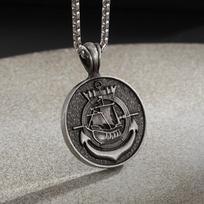 Classic Punk Style Sailing Anchor Medal Necklace Pirate Ship Pendant Personalized Men's Hip-Hop Trendy Jewelry