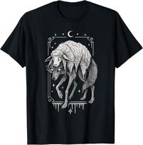 Wolf Sheep Horror Creepy Folklore Scary Goth Alt Aesthetic unisex T-Shirt Mens Womens Tees Top M