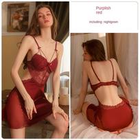 Seksualus apatinis trikotažas be nugarų Ice Silk Plus krūtų pagalvėlės Surenkamos kelnaitės Naktinių marškinėlių chalatų namų rinkinys XL pilka