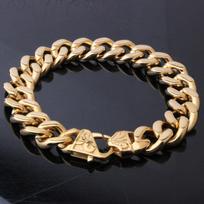 Mados stiliaus vyriška auksinė apyrankė, nerūdijančio plieno apyrankė, išlenkta kubietiška grandinėlė, didmeninė prekyba papuošalais, 15 mm 18CM