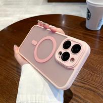 Magnetic Frosted Semi-Transparent Phone Case with Lens Film Protection for Apple 16Pro/14Plus/13 iPhone 16