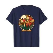 Vintage Paul Smiths New York Mountain Hiking Souvenir Print T-Shirt Anime Clothes Harajuku Mens T Shirts Cotton Four Seasons S tamsiai mėlyna spalva