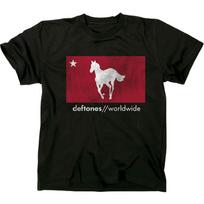 Men's Deftones Distressed White Pony Express Slim Fit T-shirt  Black 4XL