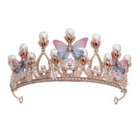 Vaikų Katvežerio Karūna Tiara Princesės Korėjietės Mergaitės Vaikų Gimtadienio Dovana Plaukų Aksesuarai Rankų Darbo Karūna beige