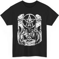 Satanic Warmaster Gift Devil Skull Occult 666 Goat Pentagram Baphomet T-Shirt S įvairiaspalvis