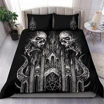 Skull Skeleton Satanic Goat Duvet Cover Set Demon Breed Bedding Blue Pink Baphomet Quilt Cover 70x133cm