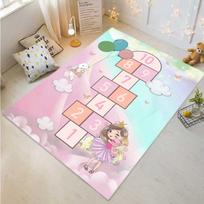 Pink Children's Hopscotch Boy and Girl Cartoon Game Carpet Kindergarten Early Education Baby Crawling Mat Non-slip Mat Home 40x60cm 16x24 inch white