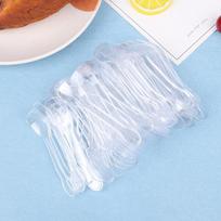 100 vnt. Mini plastikiniai šaukšteliai Stalo įrankių šaukšteliai želei, ledams, desertui, užkandžiui Plastikinis šaukštelis vakarėlio reikmenims balta