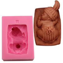 Naujas 3D silikoninis kūdikių fondantas, rankų darbo formų muilas, skirtas vaikams miegamojo pyrago dekoravimui, virtuvės reikmenims Valgomojo baras Nelipnūs kalėdiniai virtuvės įrankiai pink
