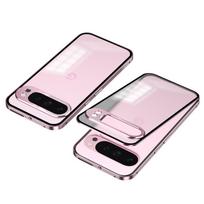 Atsparus smūgiams telefono dėklas, skirtas „Google Pixel 9 Pro XL“ aliuminio lydinio metalinis rėmas, matinis skaidrus akrilas, galinis dangtelis, skirtas „Pixel 9Pro“ pixel 9 rožinė