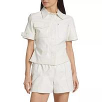 Shirt Stylish White Genuine Lambskin Casual Leather Biker Soft Handmade Women S balta